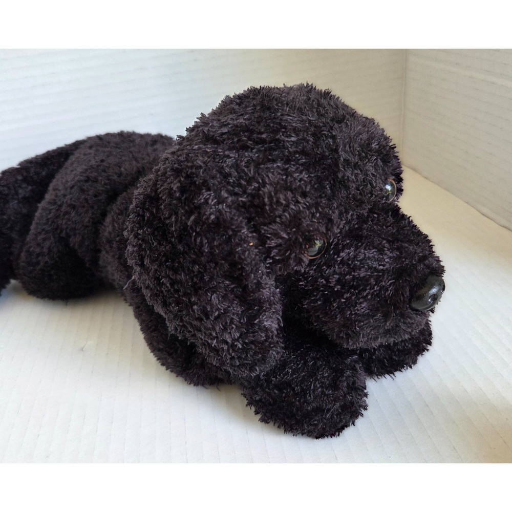 Yangjee Stuffed Plush Black Puppy Dog Red Collar Floppy Soft Beanbag 12" Vintage - Picture 3 of 12